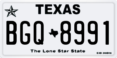 TX license plate BGQ8991