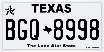 TX license plate BGQ8998