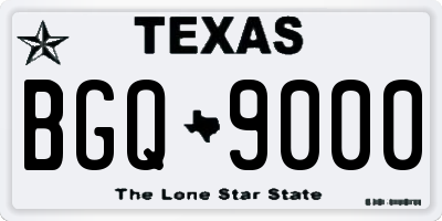 TX license plate BGQ9000