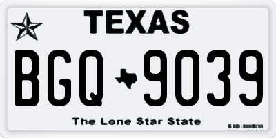 TX license plate BGQ9039