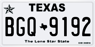 TX license plate BGQ9192