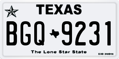 TX license plate BGQ9231