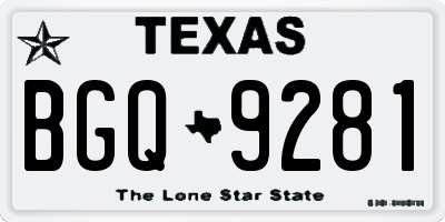 TX license plate BGQ9281