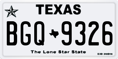 TX license plate BGQ9326