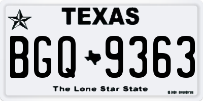 TX license plate BGQ9363