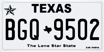 TX license plate BGQ9502