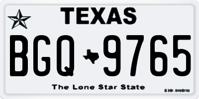 TX license plate BGQ9765