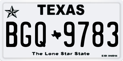 TX license plate BGQ9783