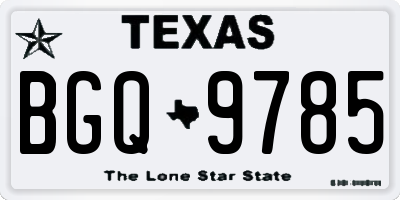 TX license plate BGQ9785