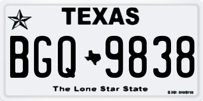 TX license plate BGQ9838
