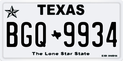 TX license plate BGQ9934