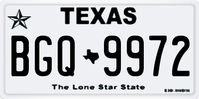 TX license plate BGQ9972