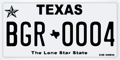 TX license plate BGR0004