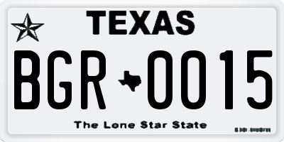 TX license plate BGR0015