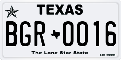 TX license plate BGR0016