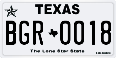TX license plate BGR0018