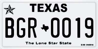 TX license plate BGR0019