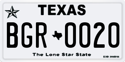 TX license plate BGR0020