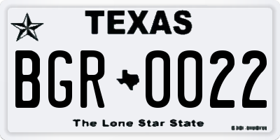 TX license plate BGR0022