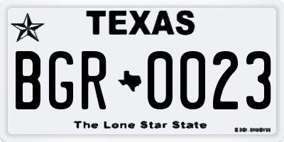 TX license plate BGR0023
