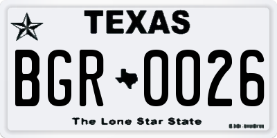 TX license plate BGR0026