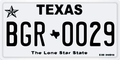 TX license plate BGR0029