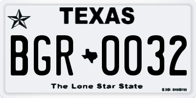 TX license plate BGR0032