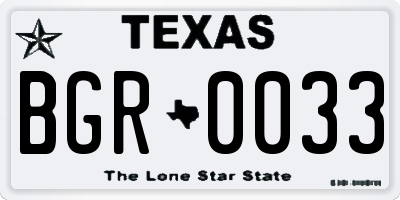 TX license plate BGR0033