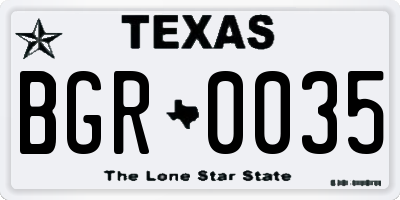 TX license plate BGR0035