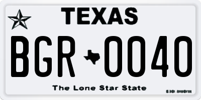 TX license plate BGR0040