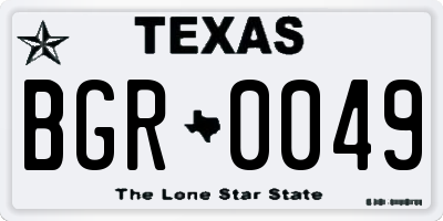 TX license plate BGR0049