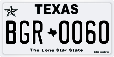 TX license plate BGR0060