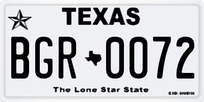 TX license plate BGR0072