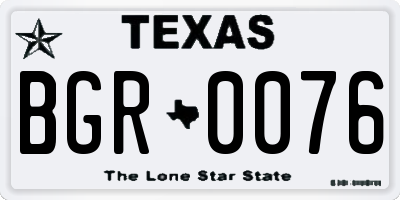 TX license plate BGR0076