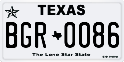 TX license plate BGR0086