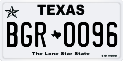 TX license plate BGR0096