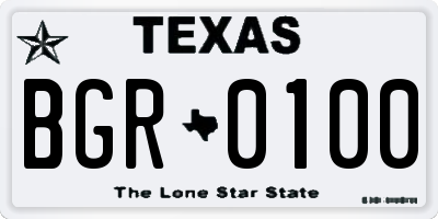 TX license plate BGR0100