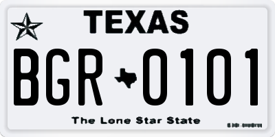 TX license plate BGR0101