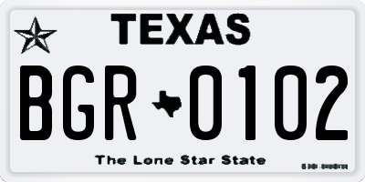 TX license plate BGR0102
