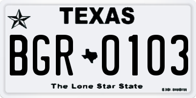 TX license plate BGR0103