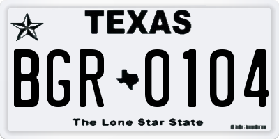 TX license plate BGR0104