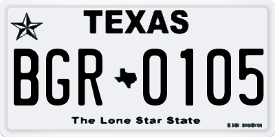 TX license plate BGR0105
