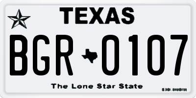 TX license plate BGR0107