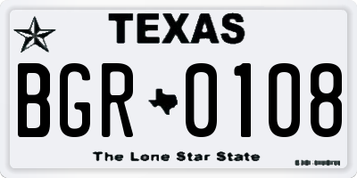 TX license plate BGR0108