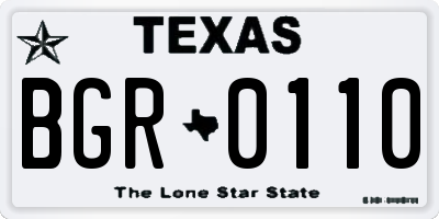 TX license plate BGR0110