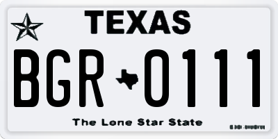 TX license plate BGR0111