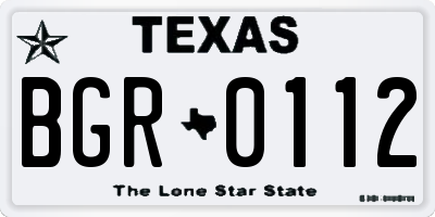 TX license plate BGR0112