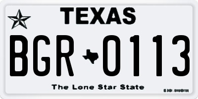 TX license plate BGR0113
