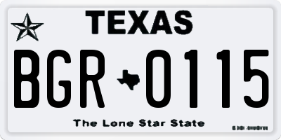 TX license plate BGR0115