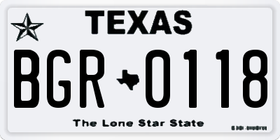 TX license plate BGR0118